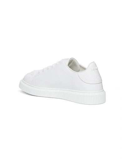 Shop Versace Leather Sneakers With Logo In White