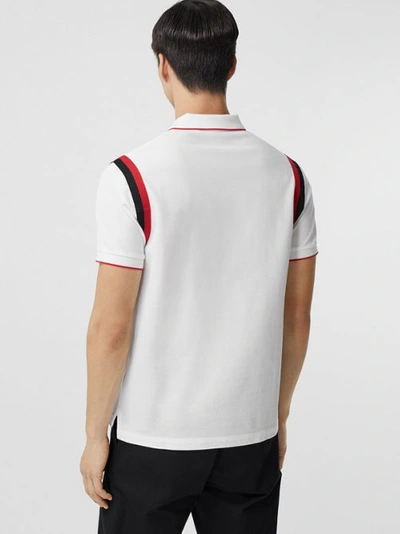 Shop Burberry Logo Graphic Appliqué Cotton Piqué Polo Shirt In White