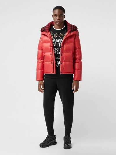 Shop Burberry Detachable Sleeve Hooded Puffer Jacket In Bright Red