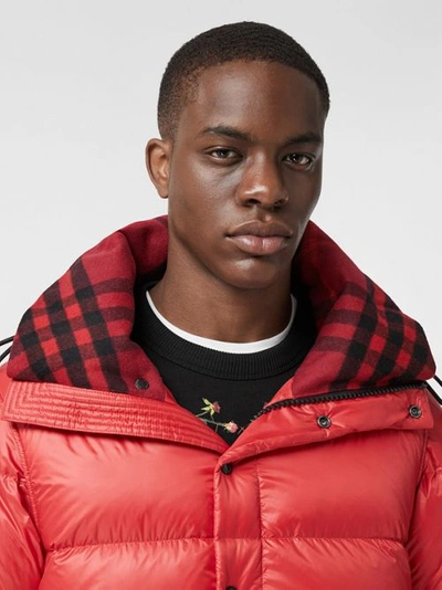 Shop Burberry Detachable Sleeve Hooded Puffer Jacket In Bright Red