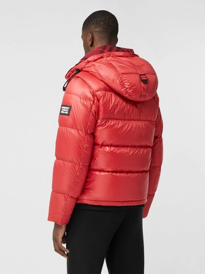 Shop Burberry Detachable Sleeve Hooded Puffer Jacket In Bright Red