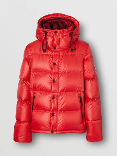 Shop Burberry Detachable Sleeve Hooded Puffer Jacket In Bright Red