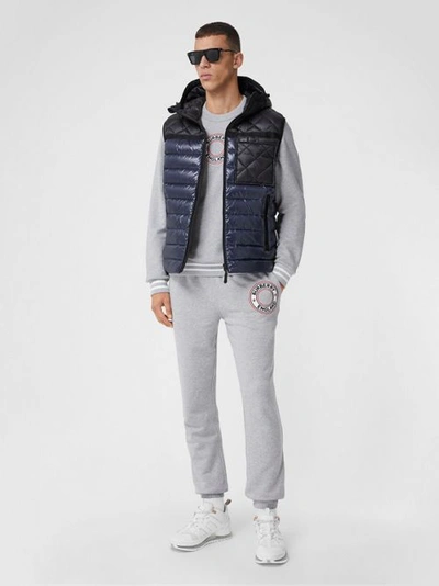 Shop Burberry Diamond Quilted Panel Hooded Puffer Gilet In Midnight
