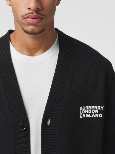 Shop Burberry Love Motif Wool Oversized Cardigan In Black