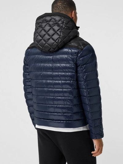 Shop Burberry Diamond Quilted Panel Hooded Puffer Jacket In Midnight