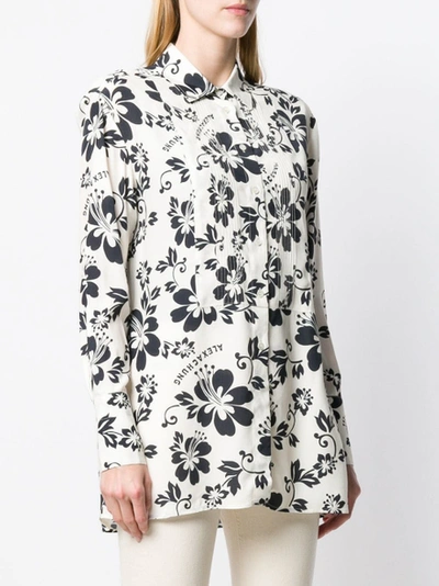 Shop Alexa Chung Hawaiian Flower Print Shirt Black & White