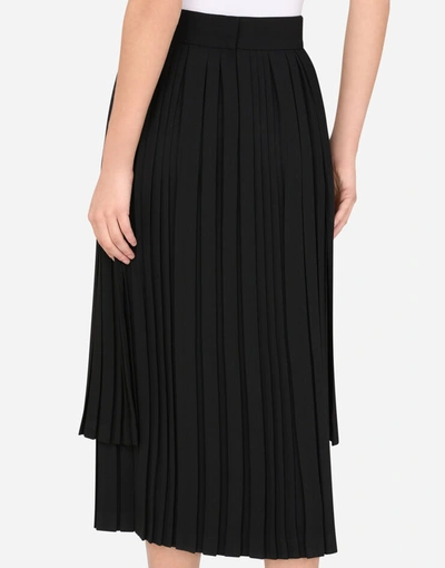 Shop Dolce & Gabbana Asymmetrical Pleated Cady Skirt