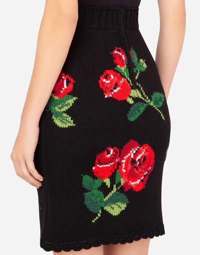 Shop Dolce & Gabbana Mini Skirt With Rose Embroidery In Multicolor