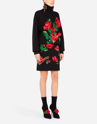 Shop Dolce & Gabbana Mini Skirt With Rose Embroidery In Multicolor