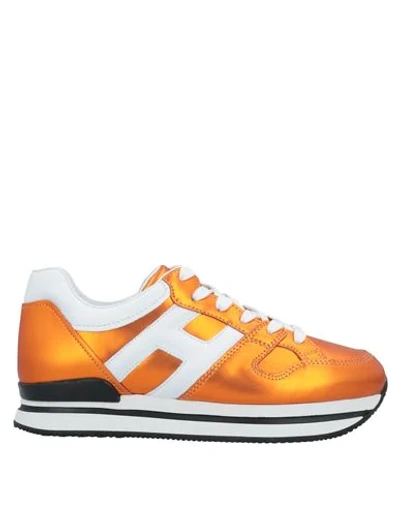 Shop Hogan Woman Sneakers Orange Size 8 Soft Leather