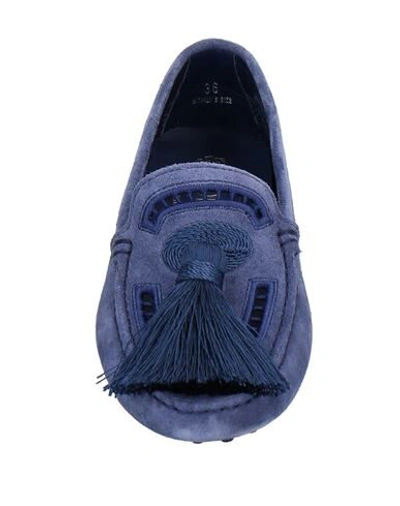 Shop Tod's Woman Loafers Slate Blue Size 5 Soft Leather