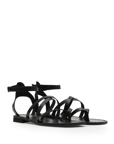 Shop 8 By Yoox Leather Multi-strap Thong Flat Sandal Woman Thong Sandal Black Size 8 Calfskin