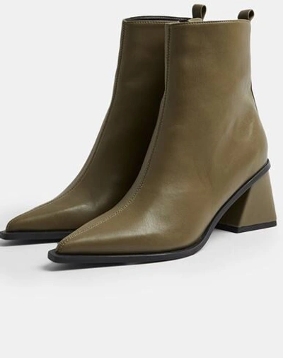 Shop Topshop Ankle Boots In Military Green