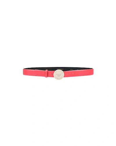 Shop Emporio Armani Woman Belt Coral Size 32 Soft Leather In Red