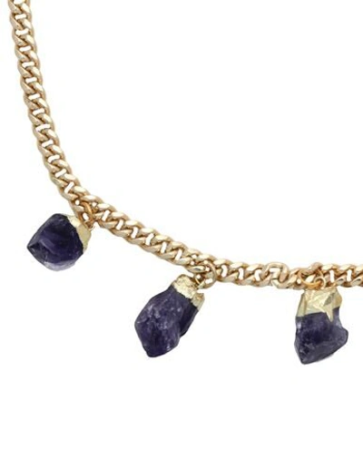 Shop Crystal Haze Amethystos Woman Necklace Purple Size - Amethyst, Brass, 18kt Gold-plated