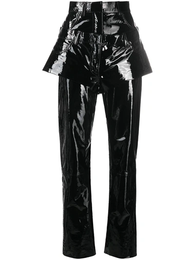 Shop Natasha Zinko Double-waist Straight-leg Trousers In Black
