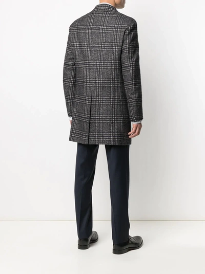 Shop Canali Checked Single-breasted Coat In Brown