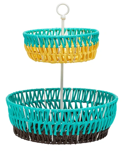 Shop Marni Interiors Double-deck Fruit Basket In Blue