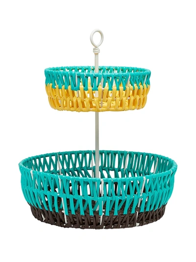 Shop Marni Interiors Double-deck Fruit Basket In Blue