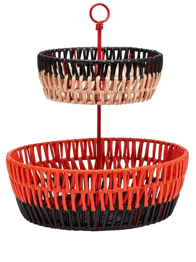 Shop Marni Interiors Double-deck Fruit Basket In Red