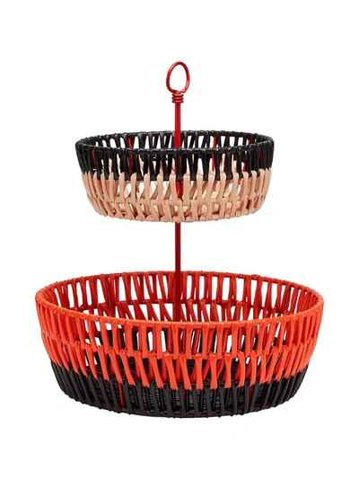 Shop Marni Interiors Double-deck Fruit Basket In Red