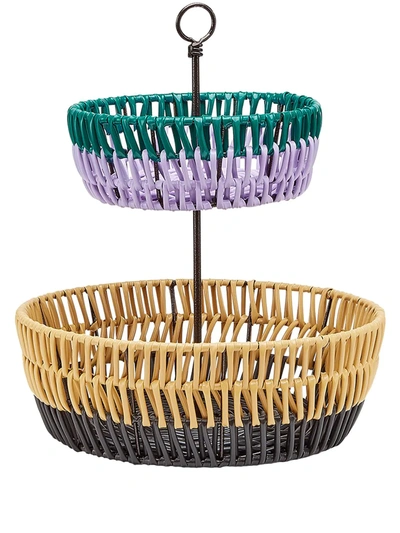 Shop Marni Interiors Double-deck Fruit Basket In Yellow