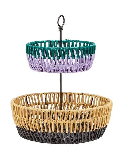 Shop Marni Interiors Double-deck Fruit Basket In Yellow