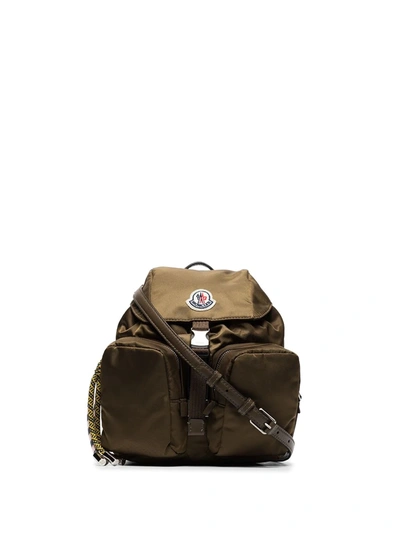 Shop Moncler Small Dauphine Logo-patch Backpack In Green