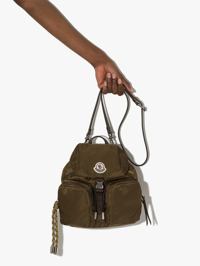 Shop Moncler Small Dauphine Logo-patch Backpack In Green