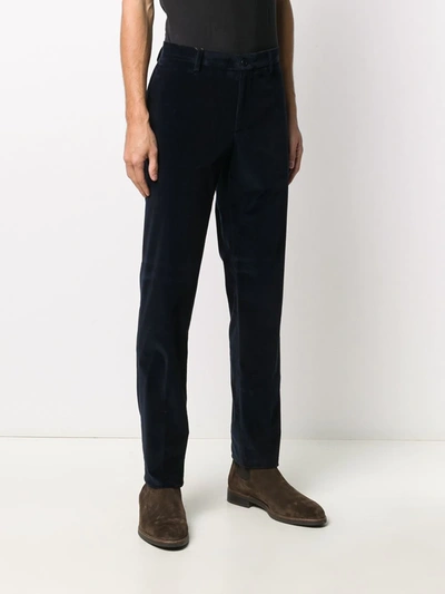 Shop Etro Fitted Corduroy Trousers In Blue