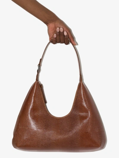 Shop By Far Amber Lizard-skin Effect Shoulder Bag In Brown