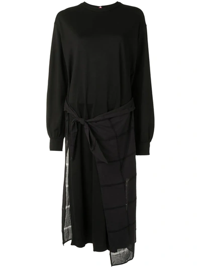 Shop Y's Tie-waist Sweatshirt Dress In Black