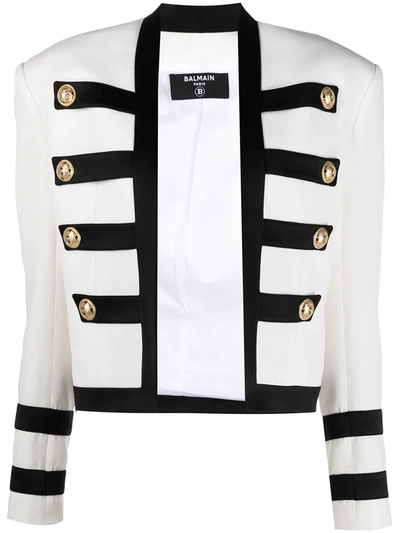 Shop Balmain Military Jacket In White