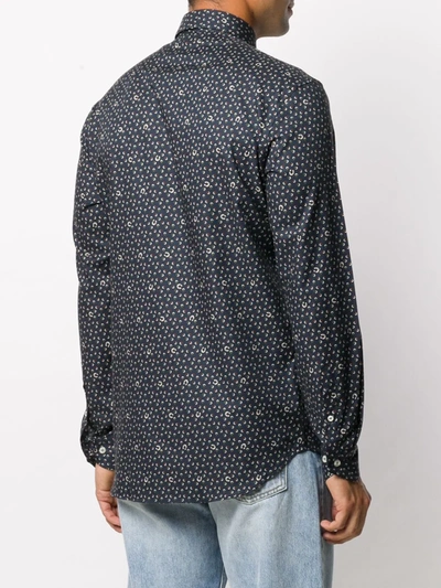 Shop Etro Horseshoe-print Cotton Shirt In Blue