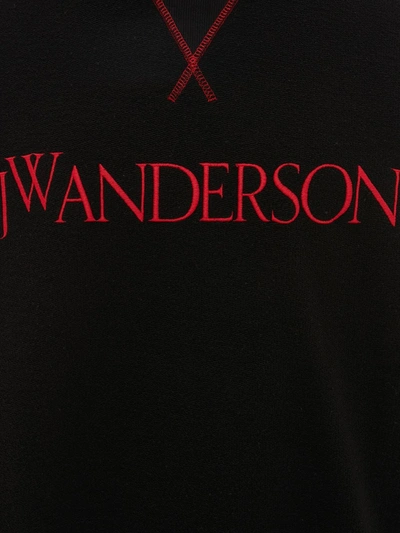 Shop Jw Anderson Embroidered Logo Cotton Sweatshirt In Black