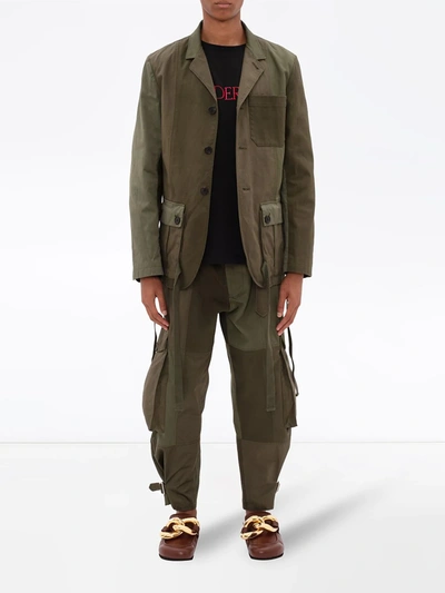 Shop Jw Anderson Belted Cargo Trousers In Green