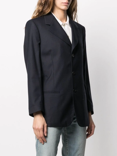 Shop Maison Margiela Notched Lapels Blazer In Blue