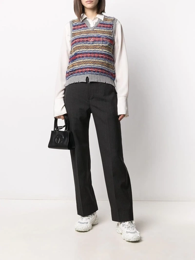 Shop Ader Error Asymmetric Pocket Striped Trousers In Black