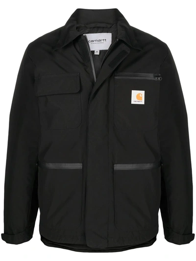 Shop Carhartt Logo-patch Zip-up Coat In Black