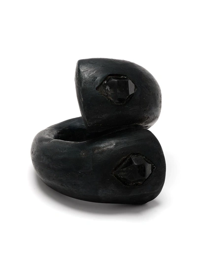 Shop Parts Of Four Big Twisted Druid Ring In Black