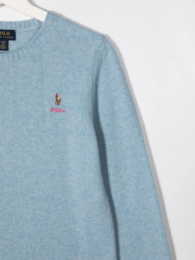 Shop Ralph Lauren Teen Embroidered-logo Jumper In Blue