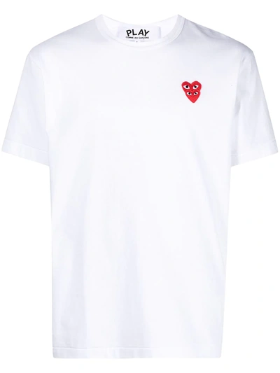 Shop Comme Des Garçons Play Play Logo Long-sleeve T-shirt In White