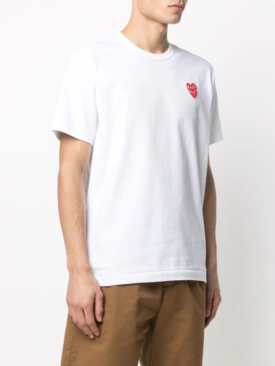 Shop Comme Des Garçons Play Play Logo Long-sleeve T-shirt In White