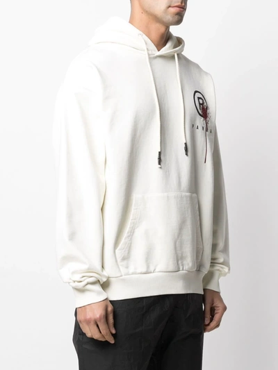 Shop Paura Embroidered Splatter Long-sleeved Hoodie In Neutrals