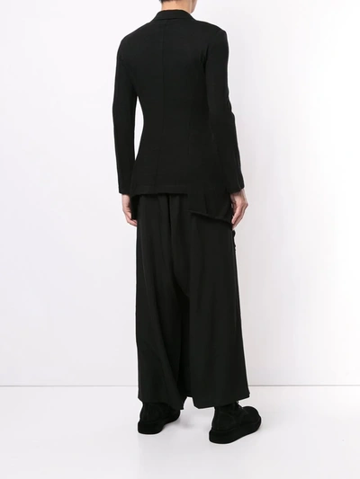 Shop Yohji Yamamoto Layered Asymmetric Cardigan In Black