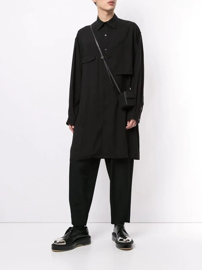 Shop Yohji Yamamoto Asymmetric-panel Long Shirt In Black