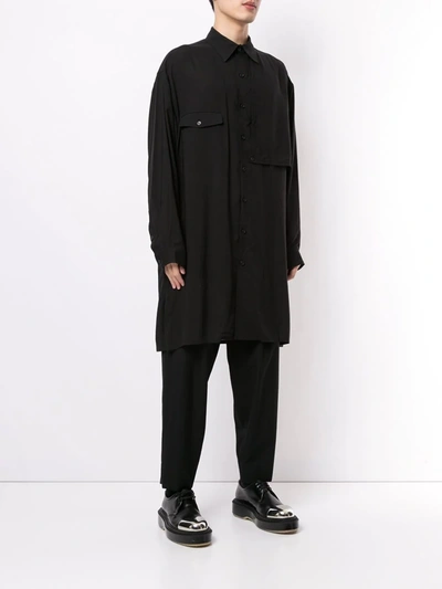 Shop Yohji Yamamoto Asymmetric-panel Long Shirt In Black