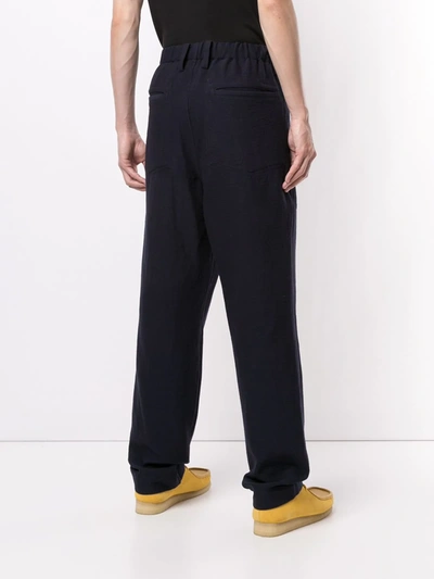 Shop Issey Miyake Slip-on Straight Trousers In Blue