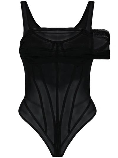 Shop David Koma Wrap-around Bodysuit In Black