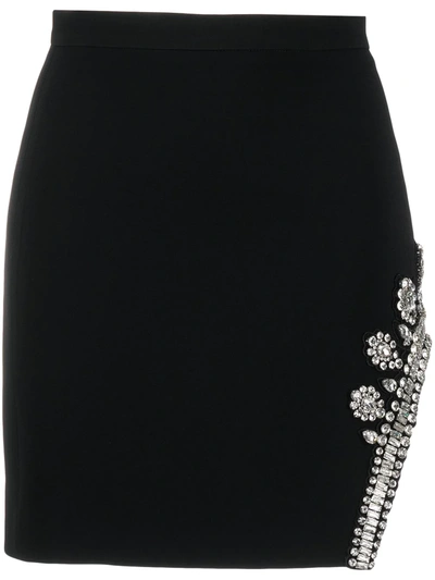 Shop David Koma Asymmetric Hem Mini Skirt In Black